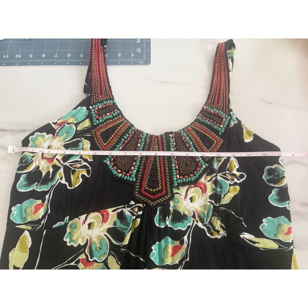 American Rag Floral Beaded Mini Dress Sleeveless Boho Black Women's OX (XL) - Picture 7 of 7